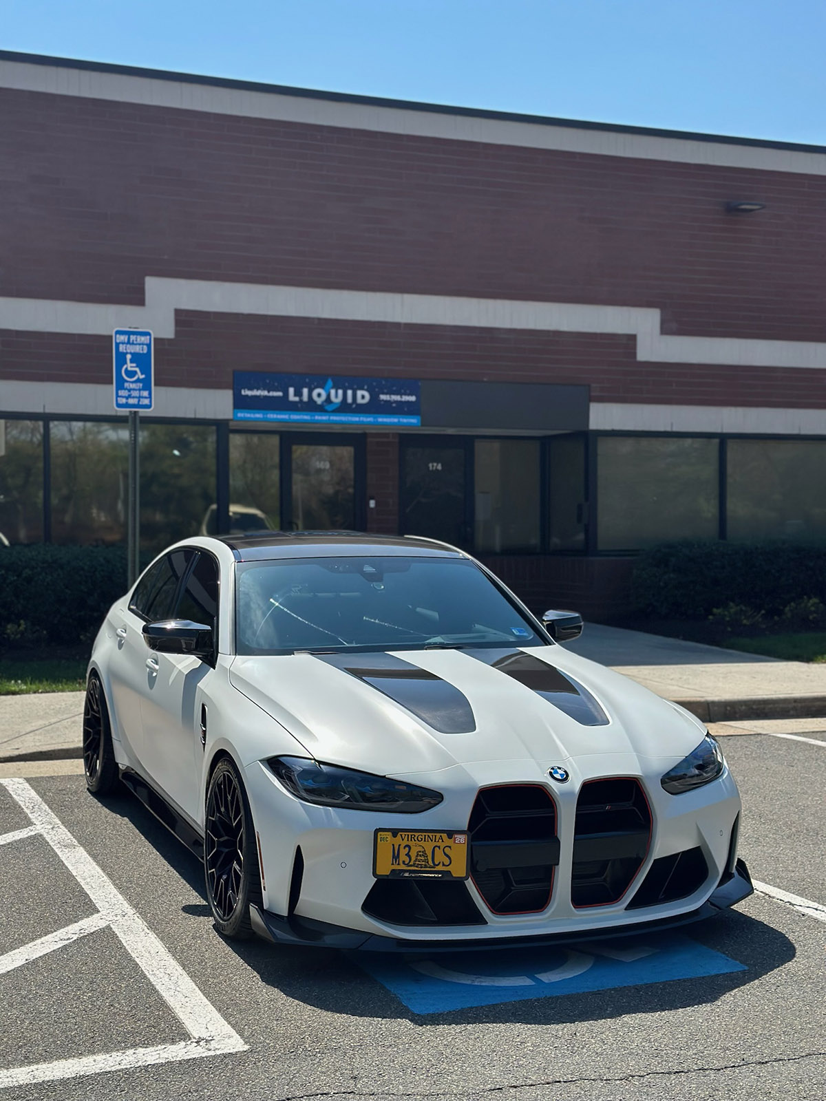 BMW M3 CS Frozen White with matte and gloss carbon contrast PPF